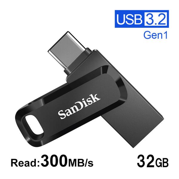 USBメモリー 32GB SanDisk USB3.2 Gen1 USB-A/Type-C 両コネク...