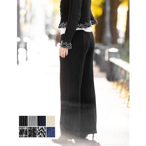 SPECCHIO 公式店 スペッチオ プリーツ センタープレスパンツ レディース ワイドパンツ きれいめ 細見え 美脚 ウエストゴム 大きいサイズ フォーマル