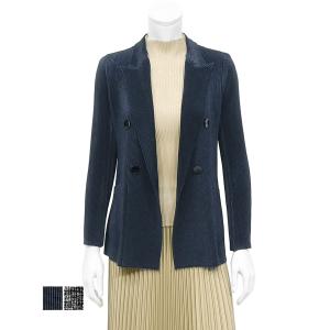 SPECCHIO 公式店 テーラード ジャケット レディース オフィス ダブルブレスト 体型カバー 大きいサイズ フリーサイズ シャトルプリーツ フォーマル ジャケット