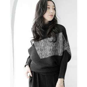 SPECCHIO 公式店 スペッチオ 2way 配色 プリーツ チュニック 長袖 きれいめ レディース トップス 秋冬 ゆったり 体型カバー 大きいサイズ シャトルプリーツ