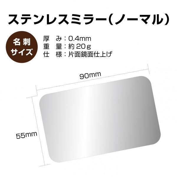 絶対に割れない　ステンレスカードミラー　ノーマル　透明ケース付き　代引不可
