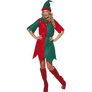 Smiffys Women's Red/Green Elf Costume  Ladies Tunic - Us Dress 16-18 並行輸入