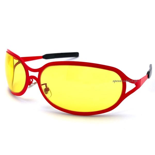 METAL OVAL SUNGLASS 艶消しRED × YELLOW/メタルオーバルサングラス 赤...