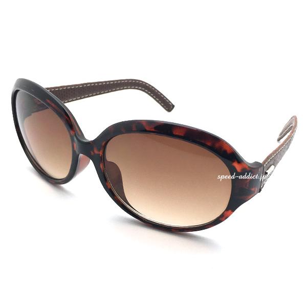 LEATHER TEMPLE BUTTERFLY SUNGLASS べっ甲 × BROWN HALF...