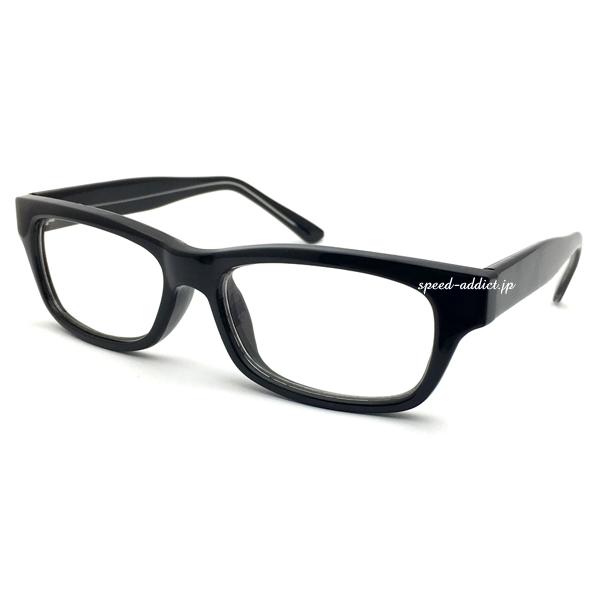 強化SQUARE SUNGLASS BLACK × CLEAR/スクエアサングラス黒縁クリアレンズ伊...
