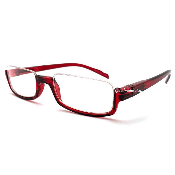 SQUARE UNDER RIM NARROW SUNGLASS RED × CLEAR/スクエアア...