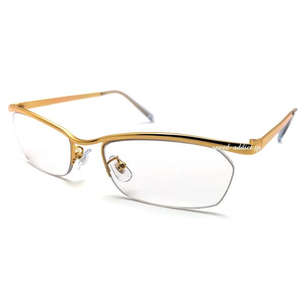 METAL NARROW HALF RIM SUNGLASS GOLD × CLEAR/メタルナロー...