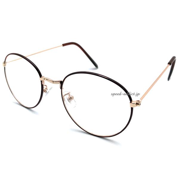 七宝 METAL BOSTON SUNGLASS BROWN/GOLD × CLEAR/ブラウン透明...