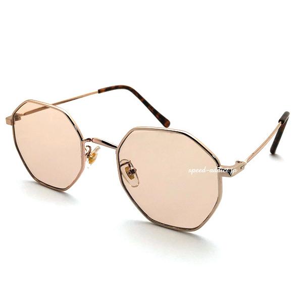 OCTAGON SUNGLASS GOLD × LIGHT BROWN/オクタゴンサングラスゴールド...