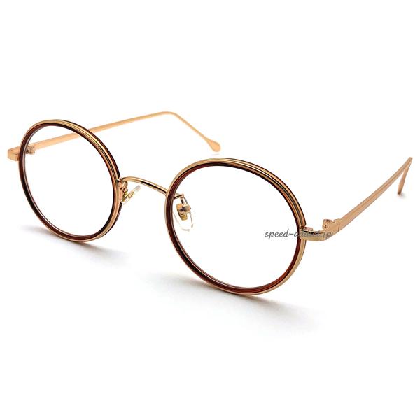 INNER RIM ROUND SUNGLASS 艶消しGOLD/BROWN × CLEAR/インナ...