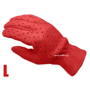 CHURCHILL GLOVE PUNCHING CA RED L/チャーチルグローブパンチング赤レッド裏地なし裏地無し春用春夏用サマーグローブ鹿革本革バイク用手袋