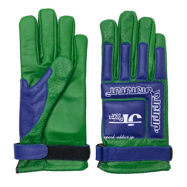 JT Racing USA VINTAGE RACING GLOVE GREEN × BLUE/レー...