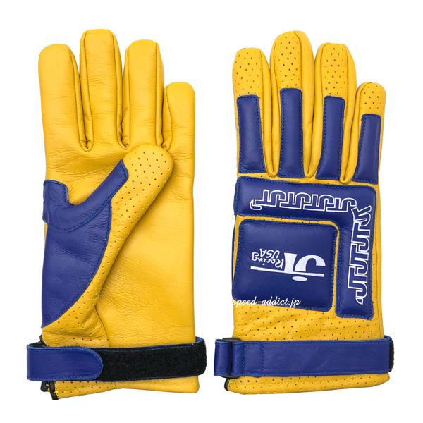 JT Racing USA VINTAGE RACING GLOVE YELLOW × BLUE/レ...
