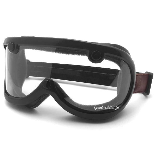 GREASER 60's VINTAGE GOGGLE LEATHER MODEL BLACK × ...