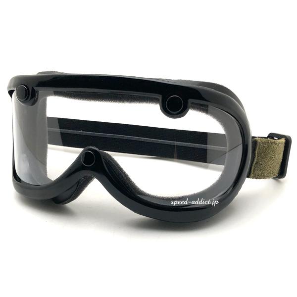 GREASER 60's VINTAGE GOGGLE LEATHER MODEL BLACK × ...