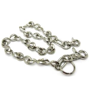 真鍮無垢（鋳物）DOUBLE CLIP WALLET CHAIN S字大 ニッケルシルバー艶有り/シルバー銀ナスカン付きウォレットコードトラッカーウォレット｜speed-addict