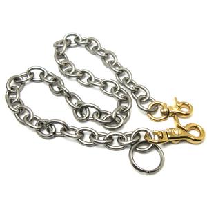真鍮無垢（鋳物）DOUBLE CLIP WALLET CHAIN 喜平 カット面/ゴールド