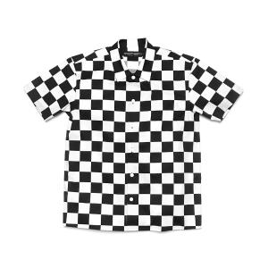 CHECKER SHIRT S/S M/白黒市松模様格子柄チェックチェッカーフラッグ