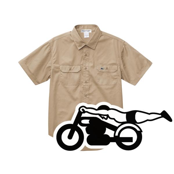 WORK SHIRT/S スピードアディクト BEIGE/半袖シャツ世界最速のインディアンボンネビル...
