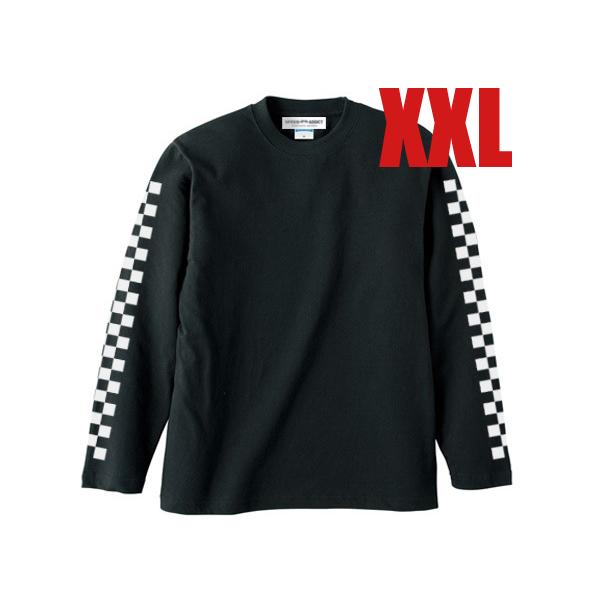 袖CHECKER L/S T-shirt BLACK XXL/長袖ロンtee袖プリント大きいビッグサ...