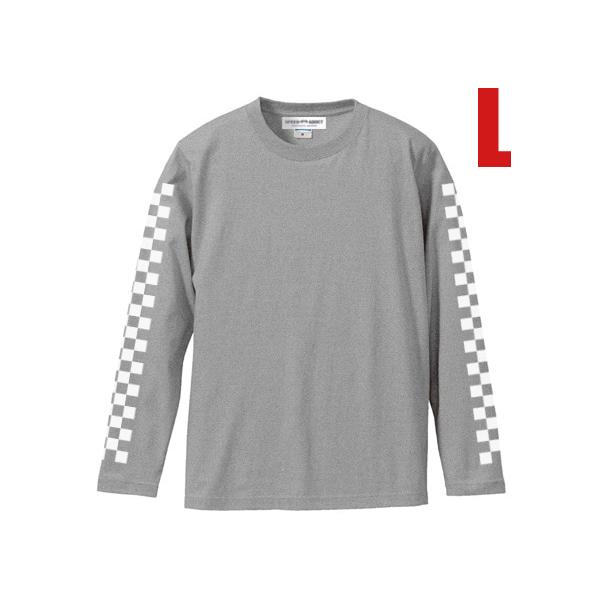 袖CHECKER L/S Tシャツ GRAY L/チェッカーロングスリーブ長袖バイクカーツーリングフ...