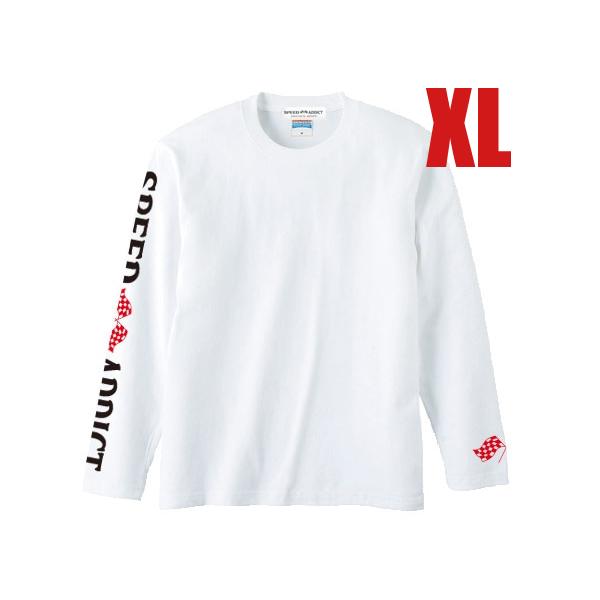 袖SPEED ADDICT L/S T-shirt WHITE XL/白長袖プリントロンteeレーシ...