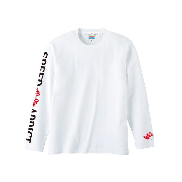 袖SPEED ADDICT L/S T-shirt WHITE/白長袖プリントロンtee英車英国車ト...