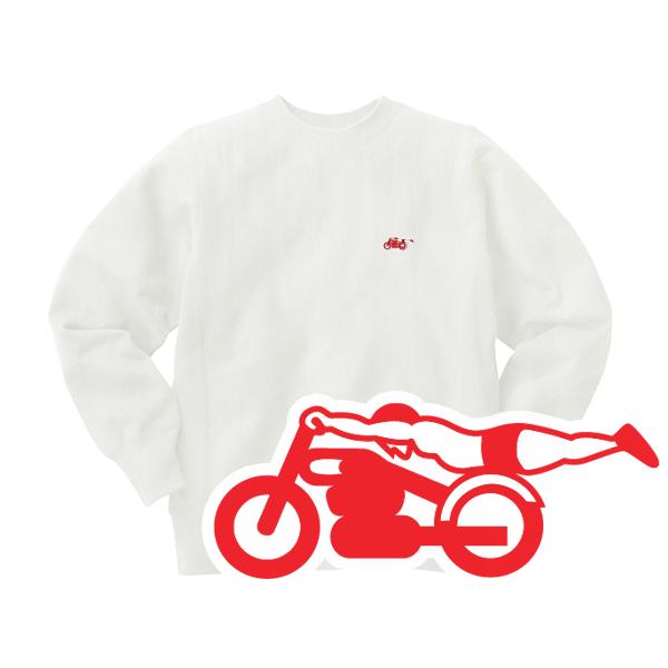 リバース縫製 サイドリブ スピードアディクト SWEAT WHITE × RED/白ビンテージスウェ...