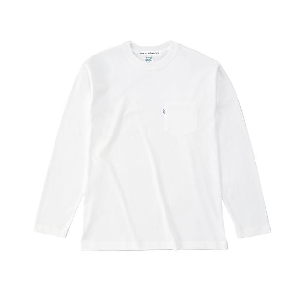 POCKET L/S T-shirt WHITE /白長袖ポケットtシャツロンteeポケtee無地厚...