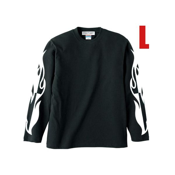 CHECKER FLAME L/S T-shirt BLACK L/黒長袖tシャツロンtee炎フレー...