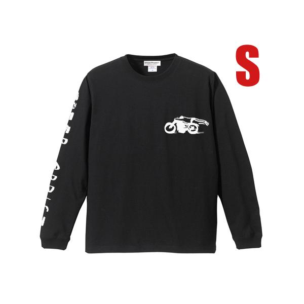 SPEED ADDICT 手書き風 L/S T-shirt BLACK S/黒ロンt長袖tシャツ英車...