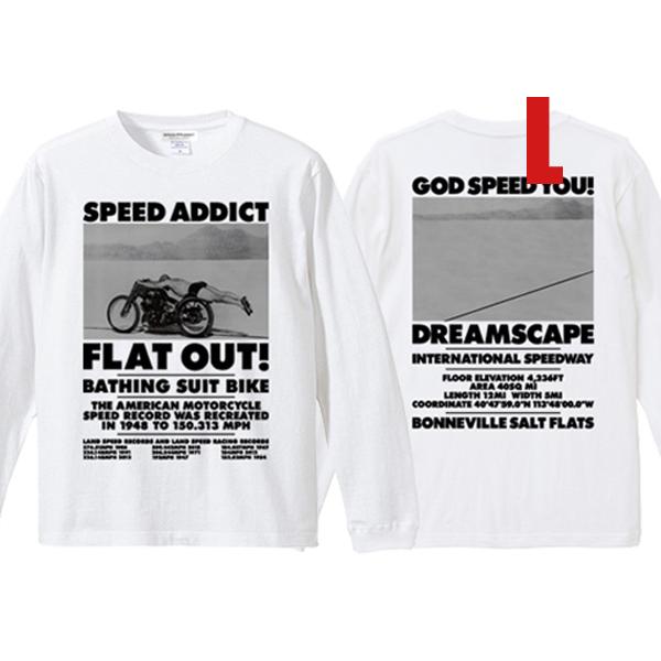 FLAT OUT! L/S T-shirt WHITE L/白ホワイトフォトtシャツ英国車ボンネビル...