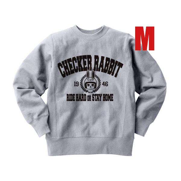 リバース縫製 サイドリブ CHECKER RABBIT COLLEGE LOGO SWEAT GRA...