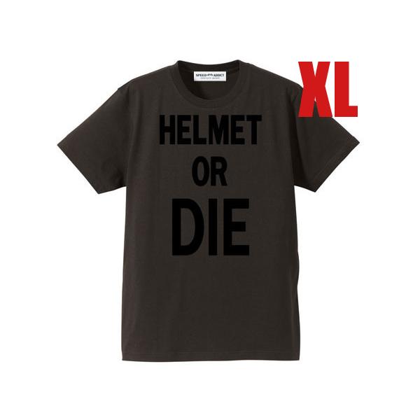 HELMET OR DIE T-shirt CHACOAL XL/エクストラブコハーレーチョッパーバ...