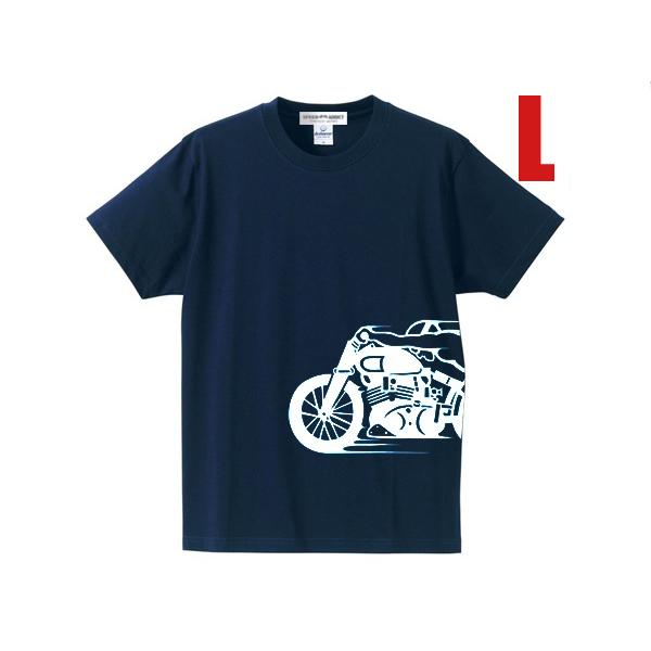 スピードアディクト サイドプリント T-shirt NAVY L/紺ホンダカワサキヤマハスズキ陸王メ...