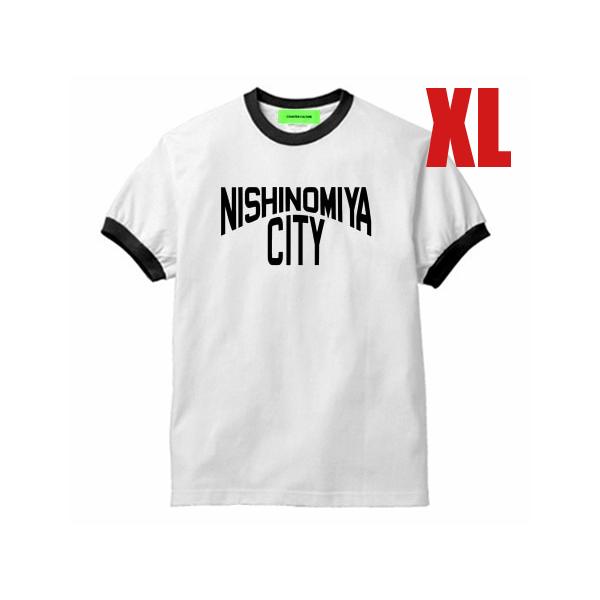 NISHINOMIYA CITY Ringer Tシャツ XL/ニシノミヤ市西宮市リンガー白黒宮っ子...