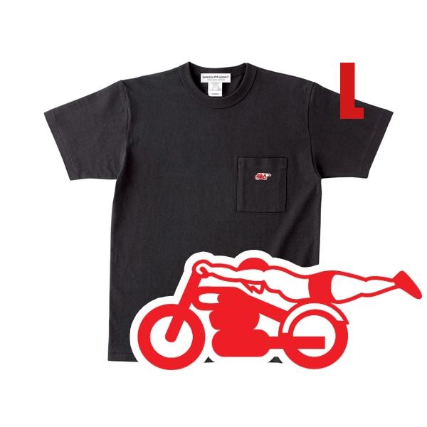 スピードアディクト POCKET T-shirt スミクロ L/黒ポケットTシャツポケtee刺繍ワッ...