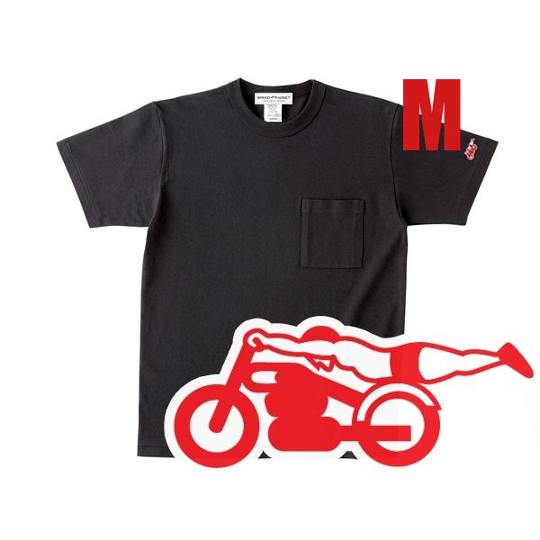 袖スピードアディクト POCKET T-shirt スミクロ M/黒ポケットTシャツポケtee刺繍ワ...