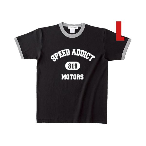 SPEED ADDICT 819 COLLEGE LOGO Ringer T-shirt BLACK...