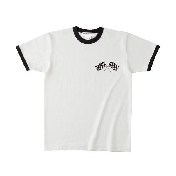 CHECKER FLAGS Ringer T-shirt WHITE × BLACK/リンガートリム...