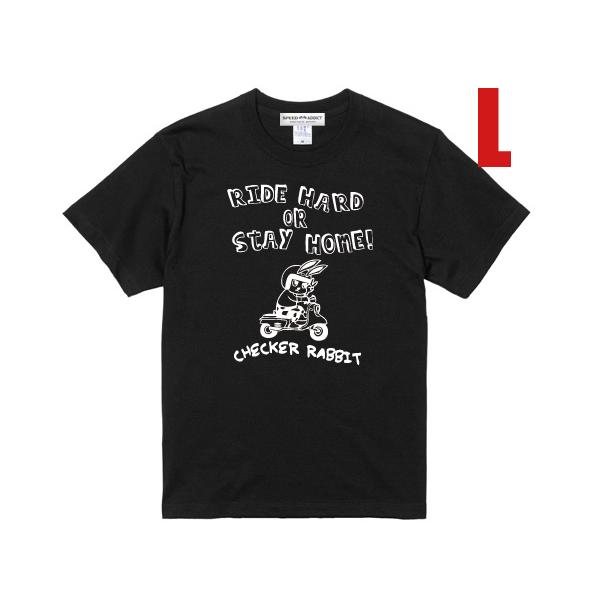 CHECKER RABBIT T-shirt BLACK L/チェッカー富士重工業ラビットスクーター...