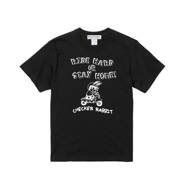 CHECKER RABBIT T-shirt BLACK/富士重工業ラビットスクーターpiaggio...