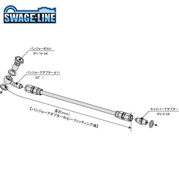 SWAGE-LINE スウェッジライン STHB400-20 ブレーキホースキット ステンレス/ブラ...
