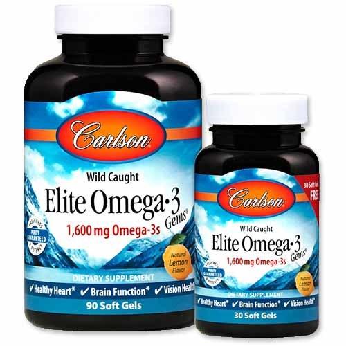 カールソンラボ 天然 エリート オメガ3 ナチュラルレモンフレーバー 1600mg 90+30粒 ソ...
