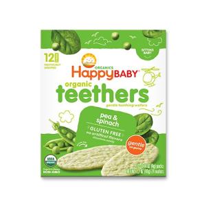 6か月からのオーガニックベビーフード Teethers エンドウ豆&ホウレンソウ 24枚入り Happy BaBy ハッピーベイビー
