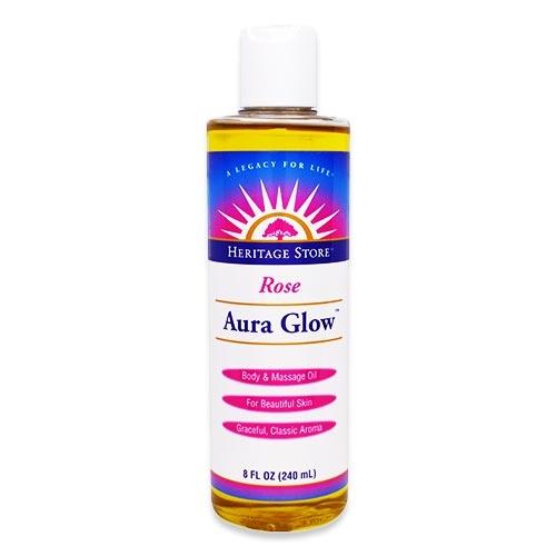 HERITAGE STORE オーラグロウ ボディー&amp;マッサージオイル ローズ 237ml (8fl...