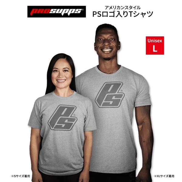 プロサップス クラシックPSロゴ入り Tシャツ グレー Lサイズ Prosupps CLASSIC ...