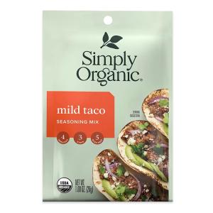 Simply Organic Mild Taco Seasoning Mix 1.00 ozシンプリーオーガニック マイルドタコ シーズニングミックス 28g