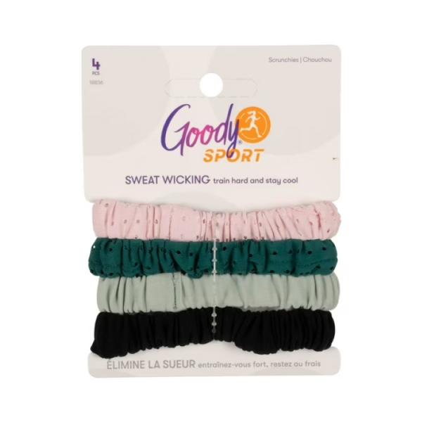 グッディ スポーツシュシュ 4個 グリーン ピンク Goody Sport Scrunchies -...