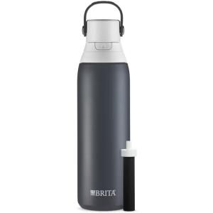 お取り寄せ ブリタ プレミアム ステンレス 浄水ウォーターボトル カーボン 590ml ストロー付き Brita 20oz Premium Stainless